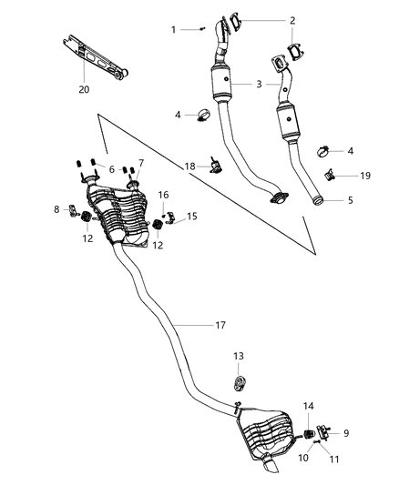 2011 Jeep Grand Cherokee CONVERTOR-Exhaust Diagram for 68037894AE
