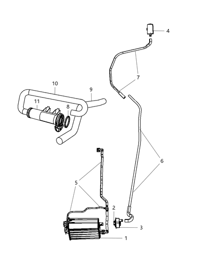 2009 Chrysler Aspen Hose-CANISTER To Trap Diagram for 55080022AA