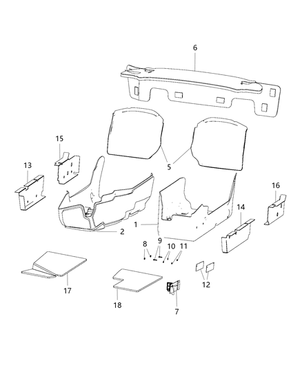 2014 Dodge Viper Mat Kit-Floor - Front Diagram for 1UL77LK5AC