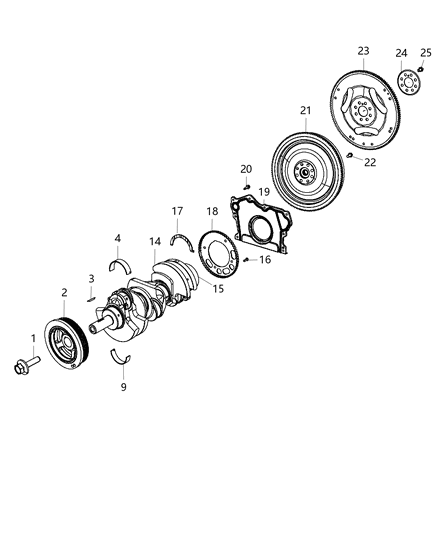 2017 Jeep Wrangler Crankshaft , Crankshaft Bearings , Damper And Flywheel Diagram 3
