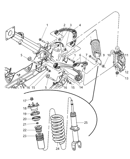 2006 Dodge Dakota Control Arms, Spring, Shock, Knuckle - Front Diagram