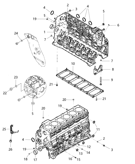 2014 Ram 3500 Engine Cylinder Block & Hardware Diagram 3