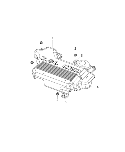 2014 Jeep Wrangler Engine Cover & Related Parts Diagram 1