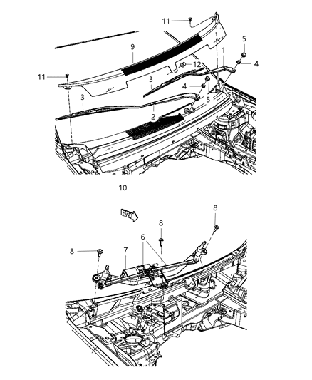 2012 Dodge Journey Arm-Front WIPER Diagram for 68103972AA