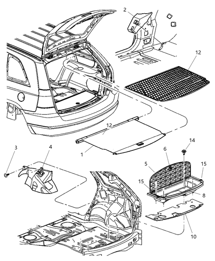 2007 Chrysler Pacifica Lid-Floor Console Bin Diagram for 1AD921D5AA