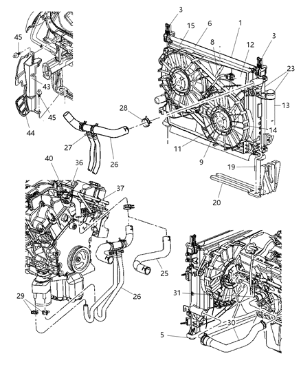 2005 Dodge Magnum Radiator & Related Parts Diagram 1