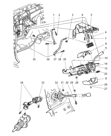 2003 Dodge Dakota Column-Steering Diagram for 4690664AF