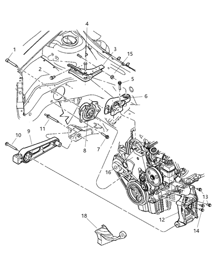 2005 Dodge Neon Support-Engine Mount Diagram for 5085184AC