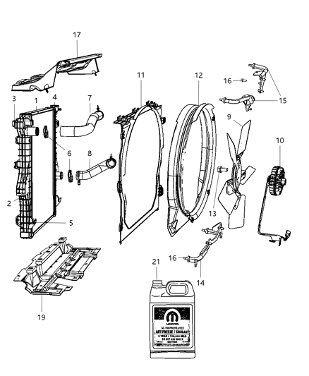 2010 Dodge Ram 2500 Radiator & Related Parts Diagram 2