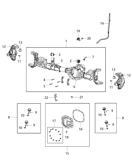 2020 Jeep Wrangler Axle Housing And Vent, Front Diagram