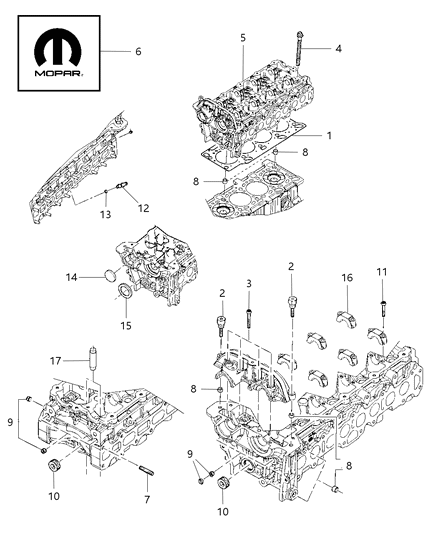 2008 Chrysler Town & Country Cylinder Head & Cover Diagram 1
