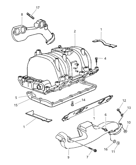 2003 Dodge Dakota Gasket-Intake Manifold Pan Diagram for 5017207AA
