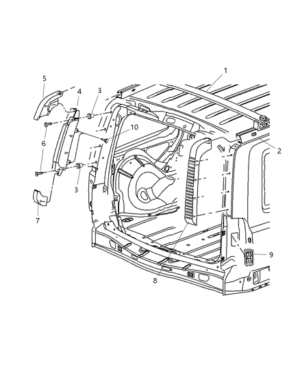 2006 Jeep Commander Handle & Cover Assembly Diagram