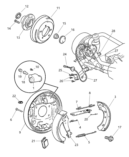 2000 Chrysler Cirrus Rear Wheel Hub Bearing Assembly Replacement Diagram for 4616477AB