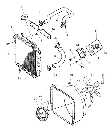 2005 Jeep Wrangler Fan-Cooling Diagram for 52027893