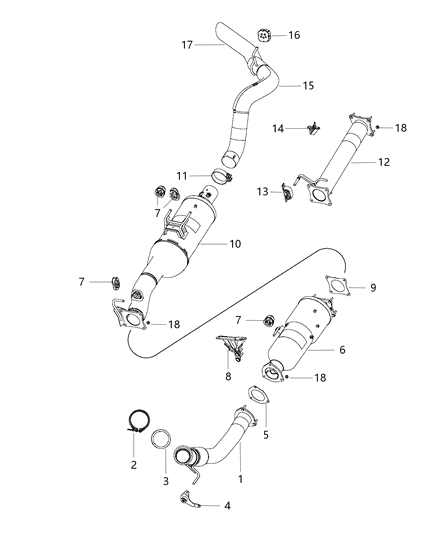 2013 Ram 3500 Catalytic Converter Scr With Ammonia Trap Diagram for 68087106AE