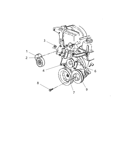 2003 Chrysler Town & Country Pulley & Related Parts Diagram 1