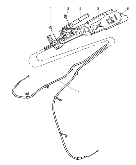 2004 Jeep Liberty Parking Brake Lever & Cables Diagram