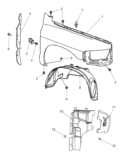2009 Dodge Ram 3500 Seal-Fender To COWL Diagram for 55277183AD
