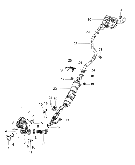 2021 Jeep Wrangler Clamp-Exhaust Diagram for 68451105AA
