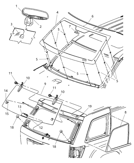 2005 Jeep Grand Cherokee Inside Rear View Mirror Diagram for 4806227AB