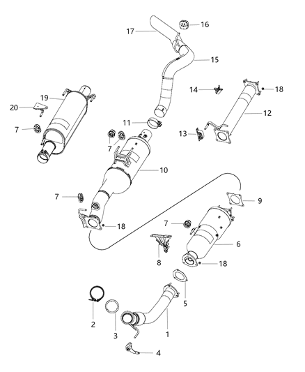 2014 Ram 3500 Exhaust Extension Pipe Diagram for 68087108AF