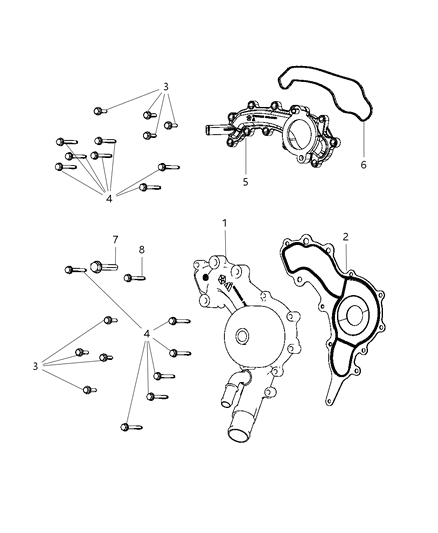 2015 Dodge Challenger Water Pump & Related Parts Diagram 1