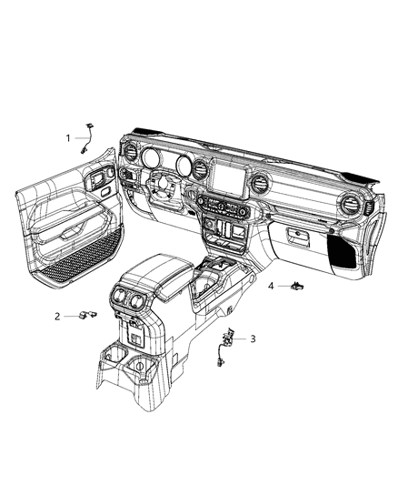 2021 Jeep Wrangler Lamps, Interior Diagram
