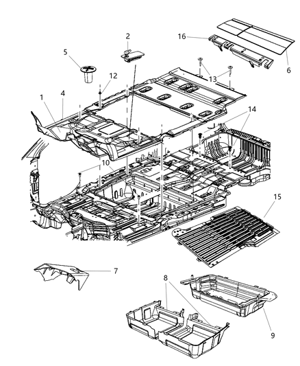 2011 Chrysler Town & Country Carpet-Floor Diagram for 1EU23HL5AE