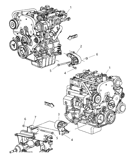 2004 Jeep Liberty Front, Engine Mounting Diagram 4