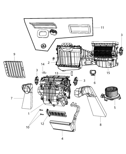2014 Jeep Wrangler Housing-A/C And Heater Diagram for 68232367AA
