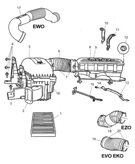 2006 Dodge Ram 1500 Body-Air Cleaner Diagram for 53032647AC