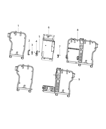 2018 Jeep Compass Rear Seat - Seat Back Frames Diagram