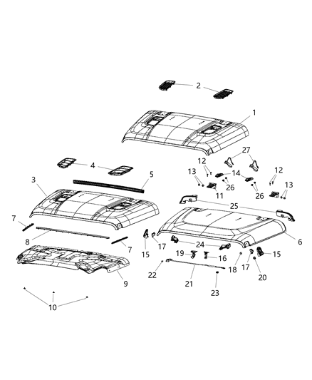 2020 Jeep Wrangler Hood & Related Parts Diagram
