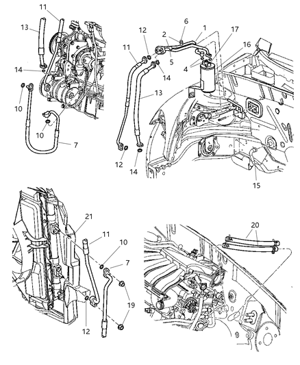 2003 Chrysler PT Cruiser Plumbing - A/C & Heater Diagram 1