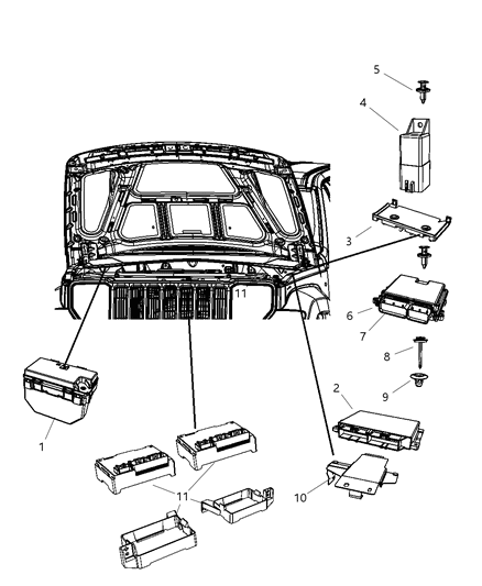2010 Jeep Liberty Modules, Engine Compartment Diagram