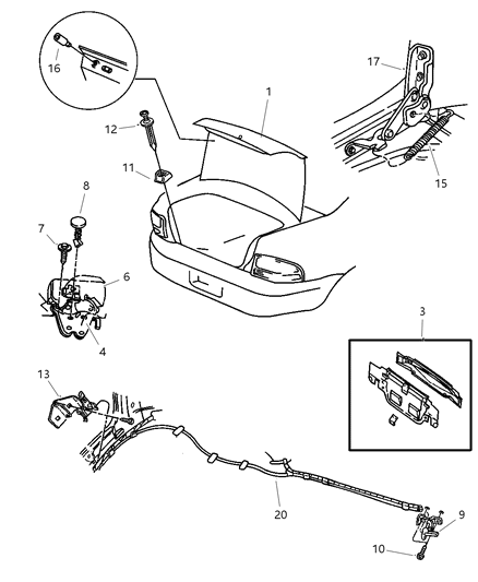 1997 Dodge Stratus Cable-Deck Lid Release Diagram for 4814448AB