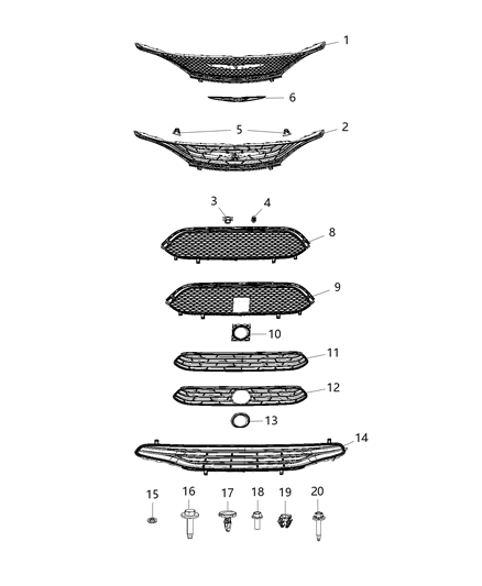 2017 Chrysler Pacifica Grille-Lower Diagram for 68312410AC