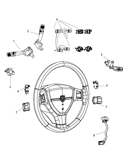 2008 Jeep Grand Cherokee Switches - Steering Column & Wheel Diagram