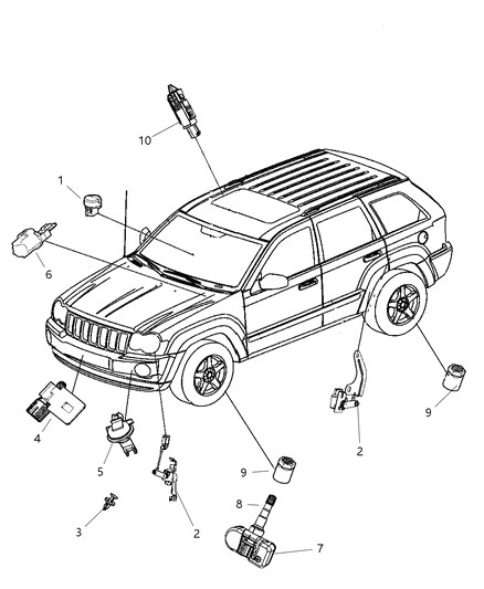 2010 Jeep Grand Cherokee Sensors Body Diagram