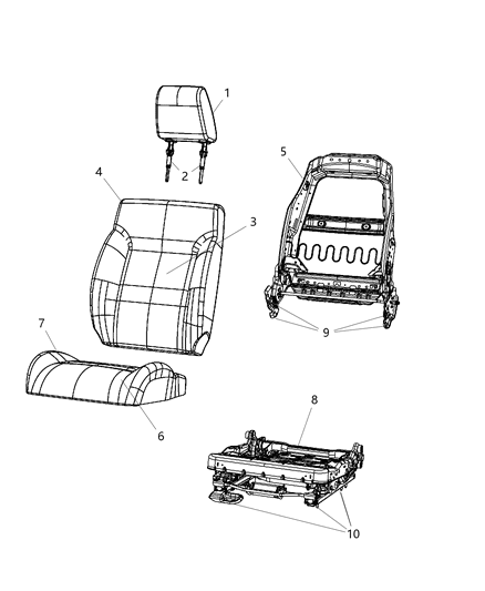 2011 Jeep Liberty HEADREST-Front Diagram for 1RL171KAAA