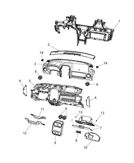 2014 Jeep Compass Cover-Instrument Panel Diagram for 5LN371DVAB