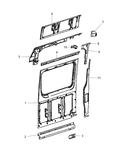 2008 Dodge Sprinter 2500 Rail-Roof Diagram for 68009279AA