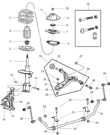 2003 Chrysler Town & Country Suspension - Front Diagram