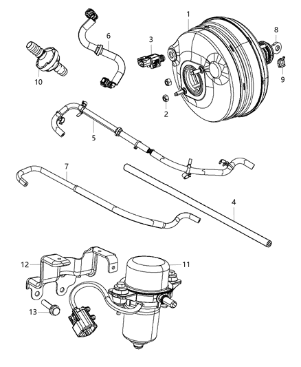 2012 Dodge Charger Hose-Brake Booster Vacuum Diagram for 4581554AA