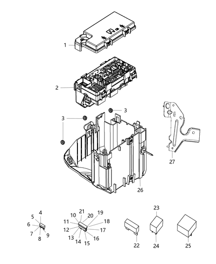 2015 Jeep Grand Cherokee Cover-Power Distribution Center Diagram for 68202821AA