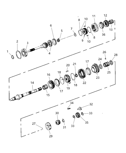 1997 Jeep Cherokee Shaft Transmission Diagram for 4636370