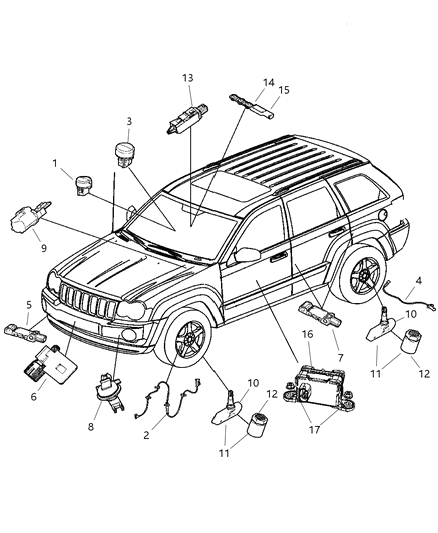 2006 Jeep Grand Cherokee Sensors Body Diagram