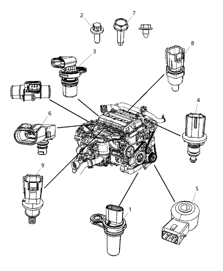 2012 Jeep Compass Sensors - Engine Diagram