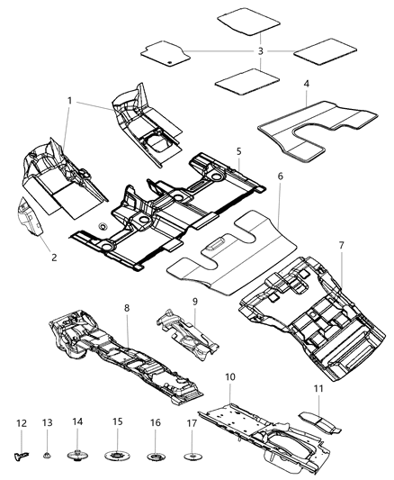 2020 Dodge Durango Mat-Floor Diagram for 6GH041SAAA